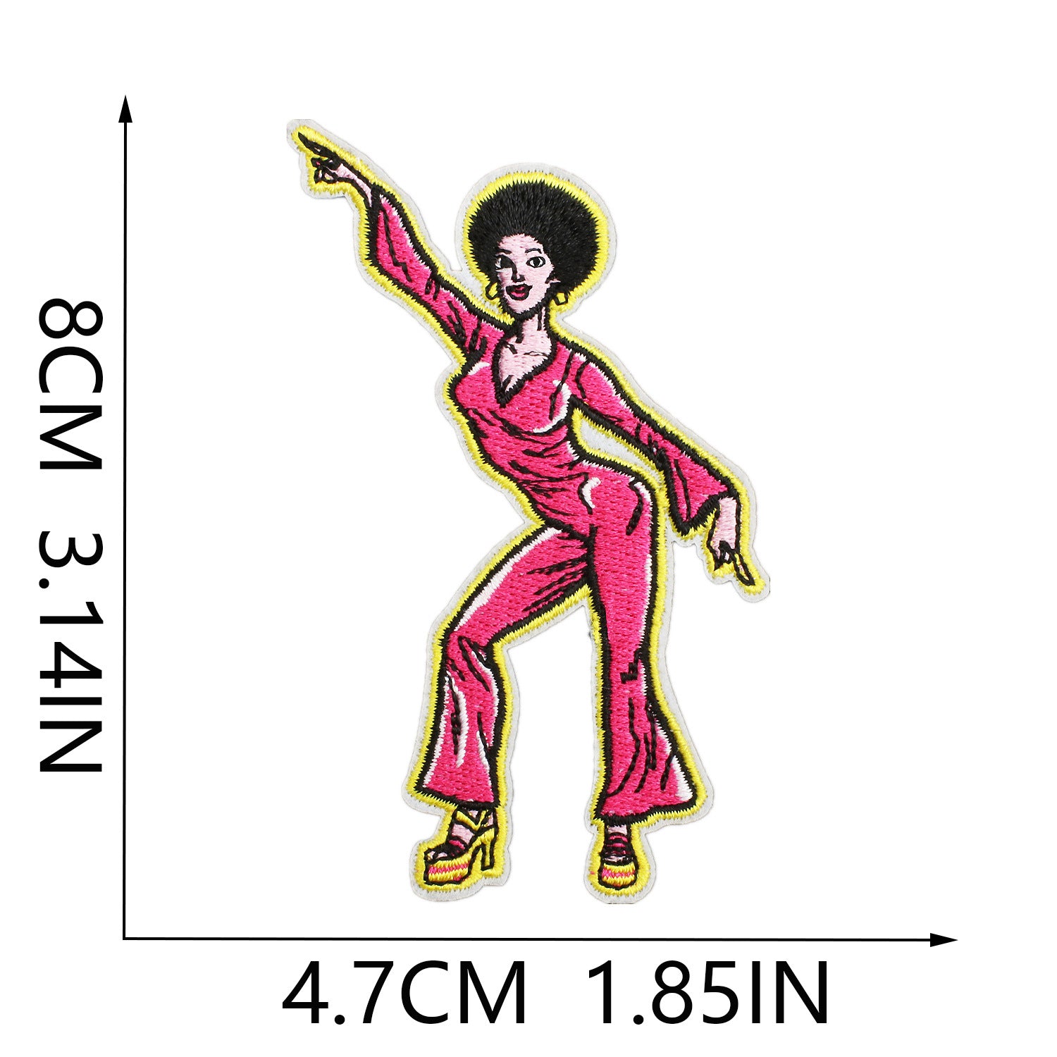 Wholesale Embroidered cloth patch pink girl disco super running high heels patch